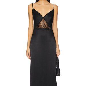 Chic Black Maxi Dress with Lace Detail